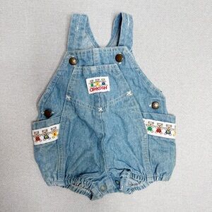 Vintage OshKosh B'Gosh Vestbak Bubble Romper Bear‎ Overalls USA 3/6 Months